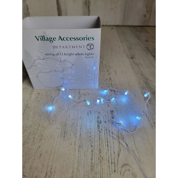 Dept 56 4025470 NEW string of 12 bright white lights village accessory Xmas - Picture 1 of 6